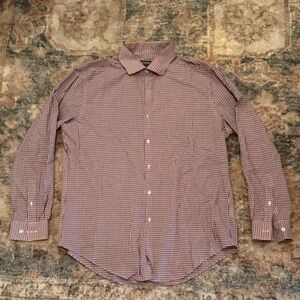 Van Heusen Men's Long-Sleeve Burgundy Check Dress Shirt